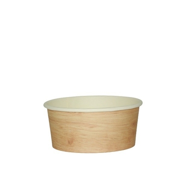 Tazas de sopa de papel de 25 OZ, cuencos redondos de ensalada de papel Kraft con tapas transparentes