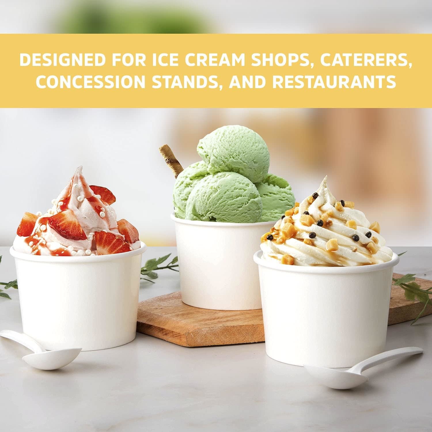Eco Friendly Sturdy 12oz Ice Cream Cups Paper Ice Cream Pots