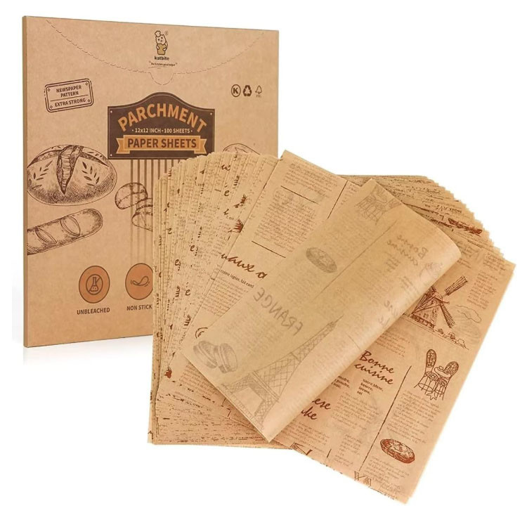 Greaseproof Printed Wax Sheets For Food Waxed Kraft Paper Sheets