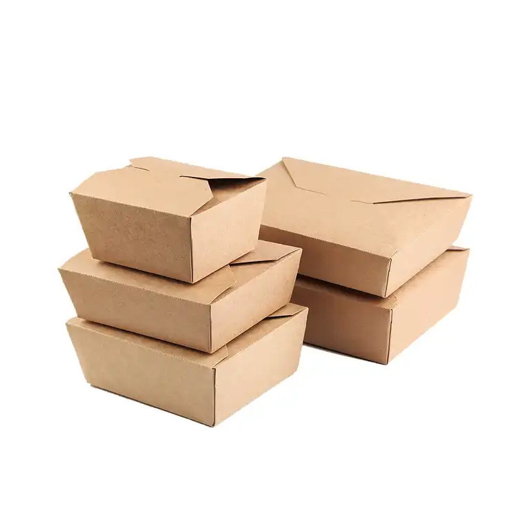 Leak Proof Takeout Food Box Kraft Disposable Lunch Box Paper Food Container
