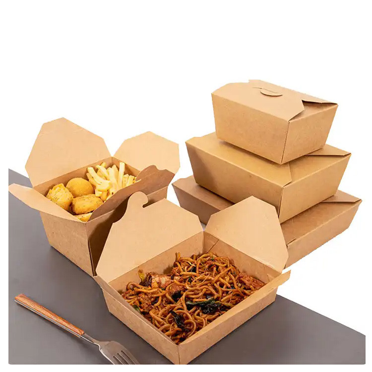 Leak Proof Takeout Food Box Kraft Disposable Lunch Box Paper Food Container