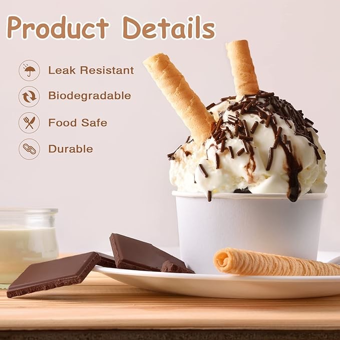 4oz-32oz Ice Cream Paper Cup Microwave Safe Leakproof With Customized Size