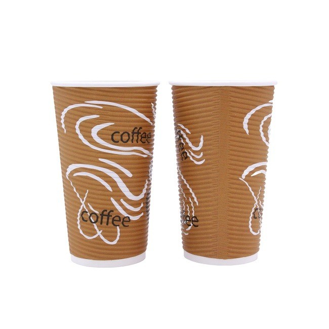 Ripple Wall Paper Coffee Cup ISO9001 Reusable For Hot Drink