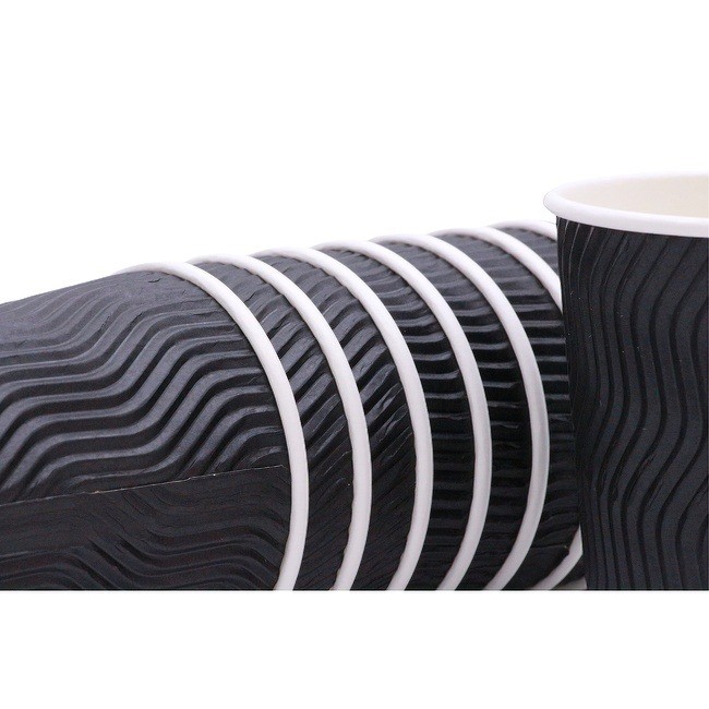 Insulated Disposable Cups For Hot Drinks Corrugated Ripple Wall Cups For Cold Drinks