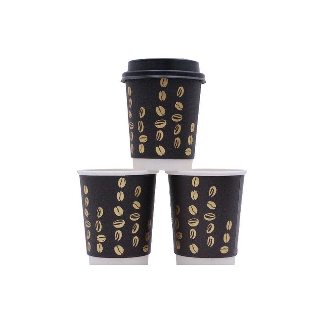 Black Paper Coffee Cup Eco Friendly Compostable For Hot Chocolate Drinks