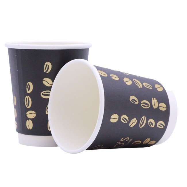 Black Paper Coffee Cup Eco Friendly Compostable For Hot Chocolate Drinks