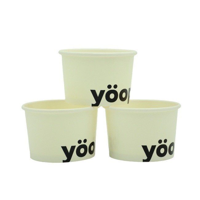 White Ice Cream Paper Cup OEM Leak Resistant 6oz 8oz 10oz With Lid