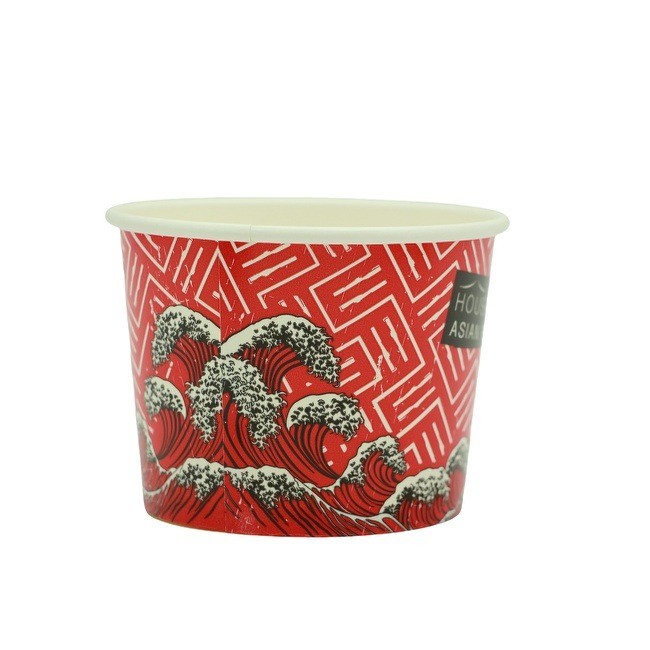 Custom Disposable Paper Ice Cream Cups With Clear Dome Lid 15oz 450ml