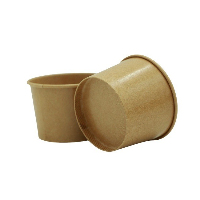 Disposable Kraft Custom Ice Cream Paper Cups Ice Cream Take Out Cups