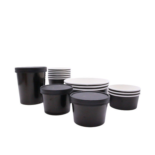 Customized Food Grade Paper Salad Bowls With Lids Disposable Hot Bowls