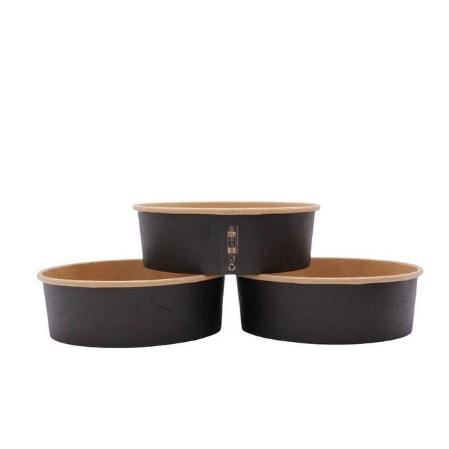 Black Heavy Duty Paper Bowls for Ice Cream, Hot Soup, Salad, Dessert, Cereals, Food 32 oz Extra Large Paper Bowls Leak Proof Disposable Hot Soup Bowls Bulk Large Salads Bowls