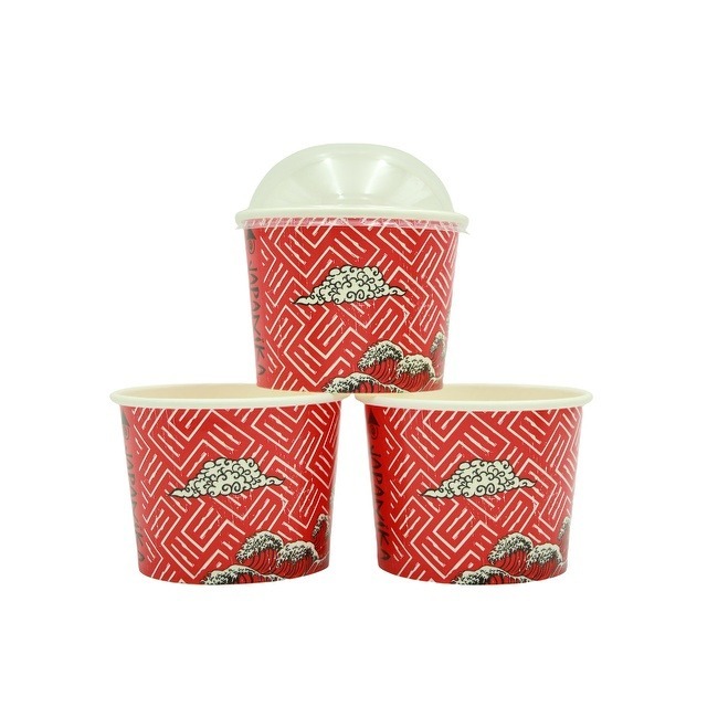 Customized New Deisgn Premium Paper Ice Cream Cups with Dome Lids Disposable Dessert cups for Hot and Cold Food