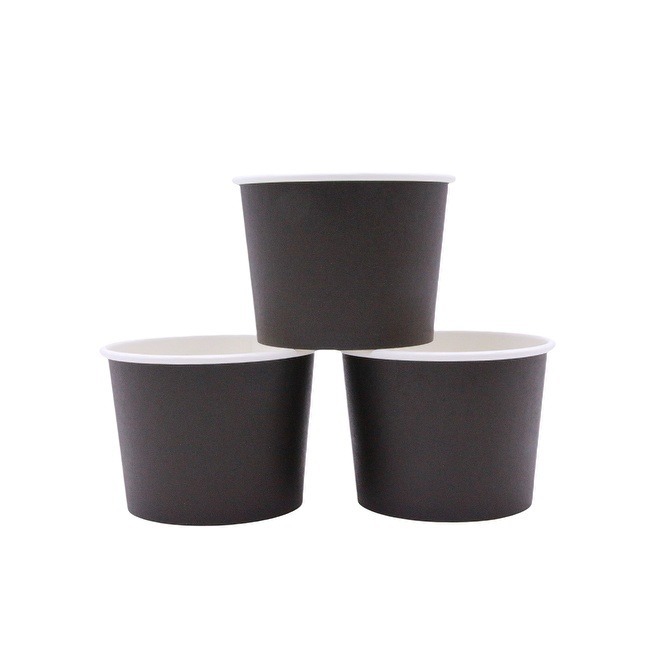 16oz Disposable Dessert Bowls, Ideal for Hot or Cold Food, Party Supplies Treat Cups for Sundae, Frozen Yogurt, Soup, Black Customized