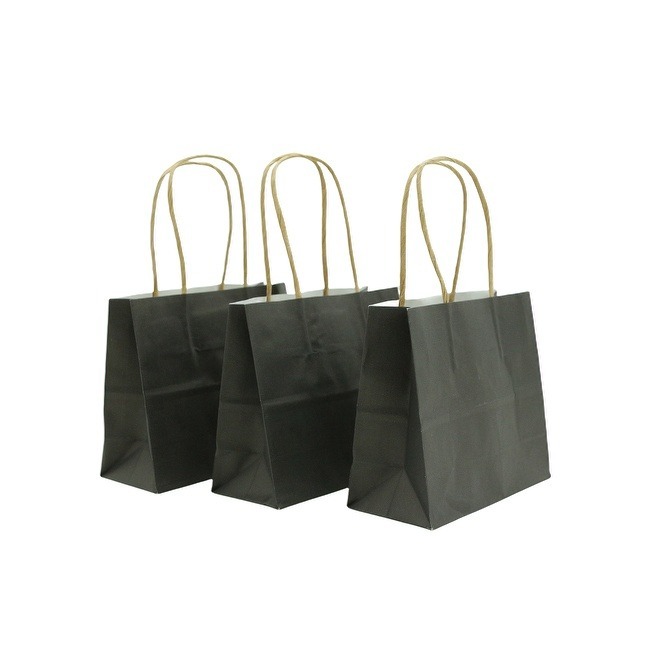 OEM Black Paper Gift Bags for Small Business 8x4.25x10'' or Customized Paper Bags with Handles