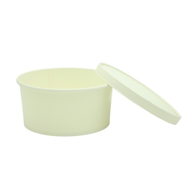 20Oz Customized White or Brown Disposable Soup Bowls Paper Soup Containers with Lids for Dessert Yogurt Ice Cream