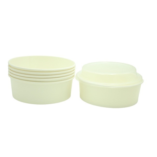 20Oz Customized White or Brown Disposable Soup Bowls Paper Soup Containers with Lids for Dessert Yogurt Ice Cream