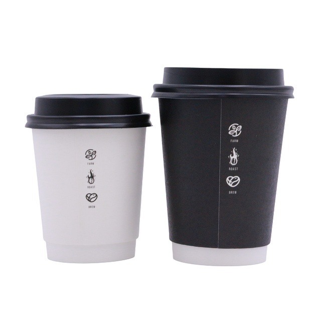 10 oz Disposable Black Paper Coffee Cup Hot/Cold Beverage Drinking Cups