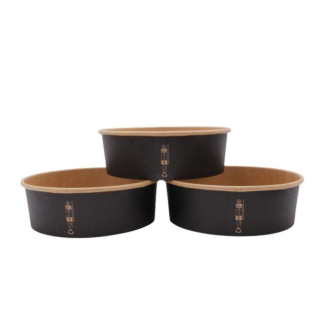 20OZ Black Disposable Dessert Bowls for Hot or Cold Food Paper Snack Containers for Sundae Frozen Yogurt Soup