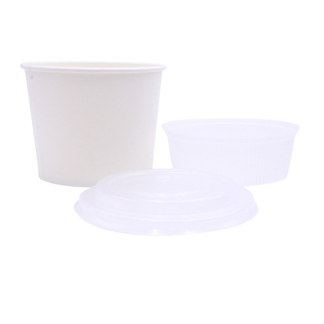 Disposable White Dessert Bowls Paper Ice Cream Cups for Hot or Cold Food Sundae Frozen Yogurt Soup