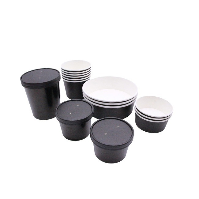 Disposable White Dessert Bowls Paper Ice Cream Cups for Hot or Cold Food Sundae Frozen Yogurt Soup