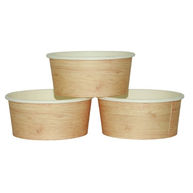 12oz Brown Disposable Dessert Bowls with Lids for Hot or Cold Food Paper Snack Containers for Frozen Yogurt Soup