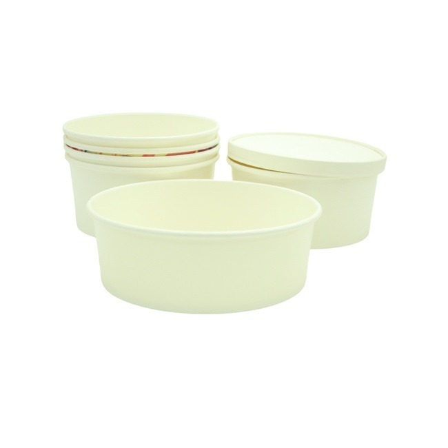 10oz Disposable Dessert Bowls for Sundae Frozen Yogurt Soup Lids Not Included Paper Snack Containers