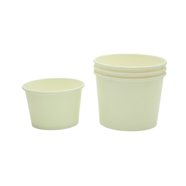 Medium 12 OZ Disposable White Ice Cream Cups with Lids Hot and Cold To Go Cups Paper Cup Takeout Food Container