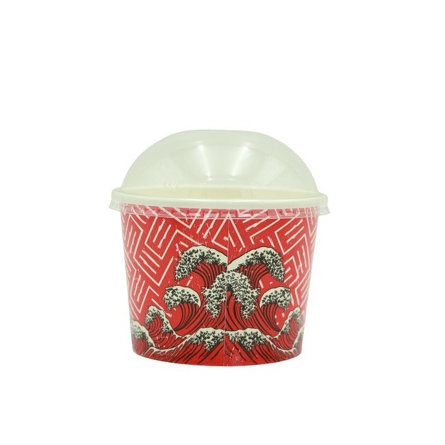 Disposable Ice Cream Cups 8 Ounce Round Paper Bowls with Dome Lids for Ice Cream and Desserts