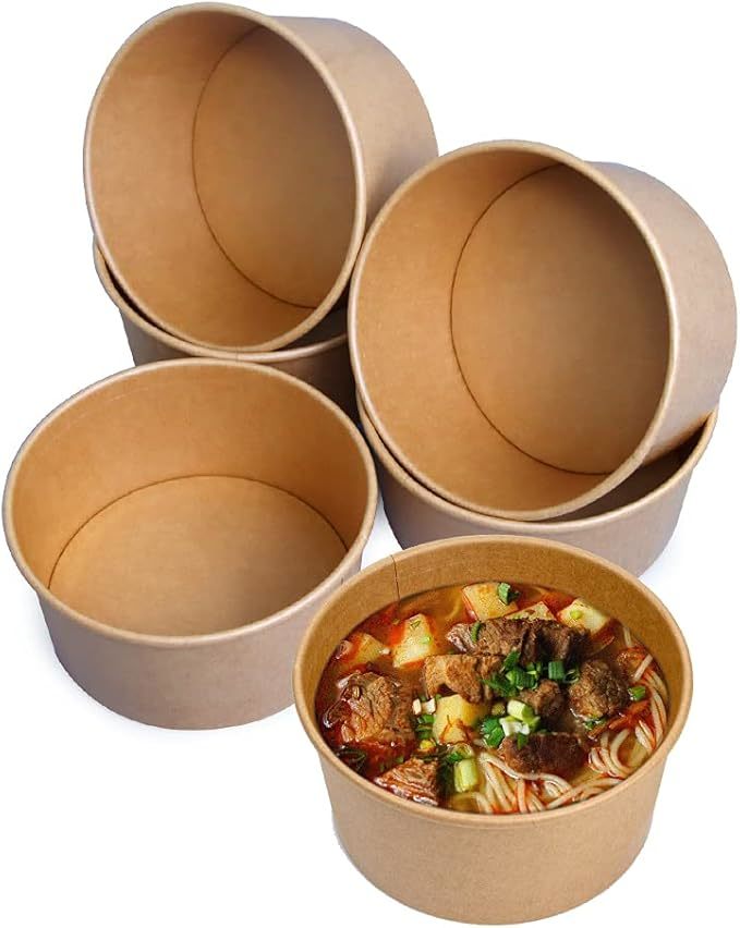 1100ML 35OZ Large Paper Bowls Disposable Salad Bowls Party Supplies for Hot Cold Food Soup