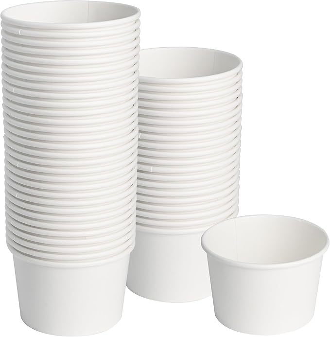 White Paper Ice Cream Cups 8oz Disposable Dessert Bowls for Hot or Cold Food Lids Not Included Paper Snack Containers for Sundae Frozen Yogurt Soup