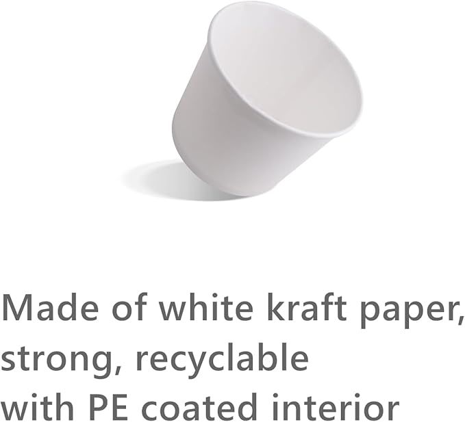 White Paper Ice Cream Cups 8oz Disposable Dessert Bowls for Hot or Cold Food Lids Not Included Paper Snack Containers for Sundae Frozen Yogurt Soup