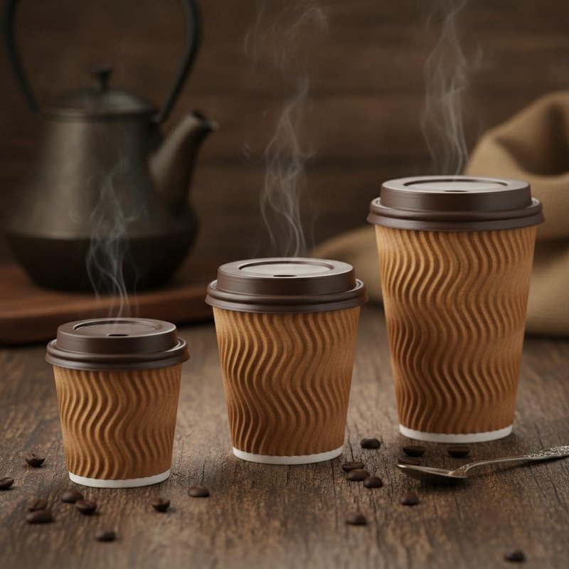 Corrugated Ripple Wall Insulated Paper Cup Leak Proof Design Hot Coffee 12oz 16oz 20oz