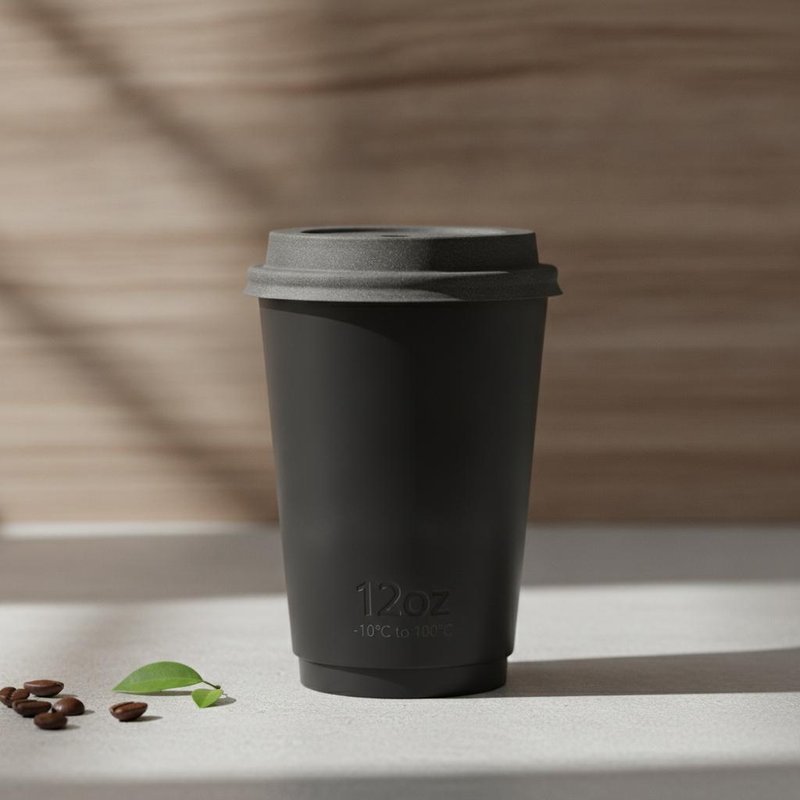 Fully Degradable Matte Black PLA Coffee Cup Biodegradable Eco Friendly -10C to 100C 12oz