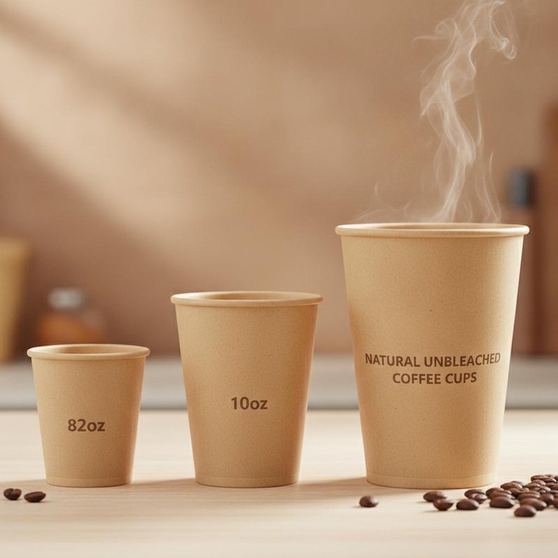 Natural Unbleached Kraft Paper Cup Thick Wall Food Grade PE Lined Coffee 8oz 10oz 12oz