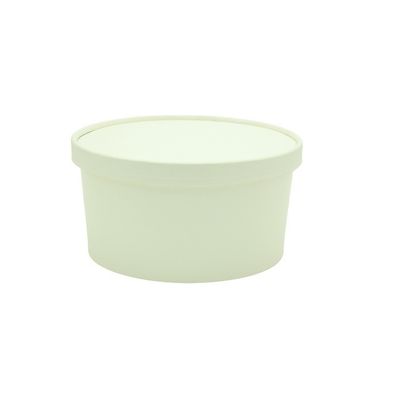 Cangkir Sup Kertas Kraft Putih Makan Siang Bawa Pulang 8OZ dengan Tutup Cangkir Makanan Kertas Kompos dengan Tutup Berventilasi, Cangkir Es Krim Sekali Pakai, Cocok untuk Restoran, Bawa Pulang