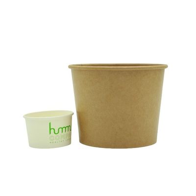 12 OZ Customized Ice Cream Soup Cups Paper Disposable Sundae Bowls Kraft Paper Hot Cold Snack Yogurt Dessert Small Cups for Ice Cream Baby Shower Party Supplies, Brown Disposable Bowls