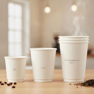 Cấp thực phẩm Cốc giấy tráng đôi PE chịu nhiệt 100C Trà cà phê nóng 8oz 10oz 12oz 16oz