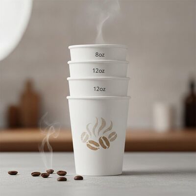 표백된 백색 Kraft 종이컵은 매끄러운 표면 관례 인쇄 커피 8oz 12oz 16oz를 두껍게 했습니다
